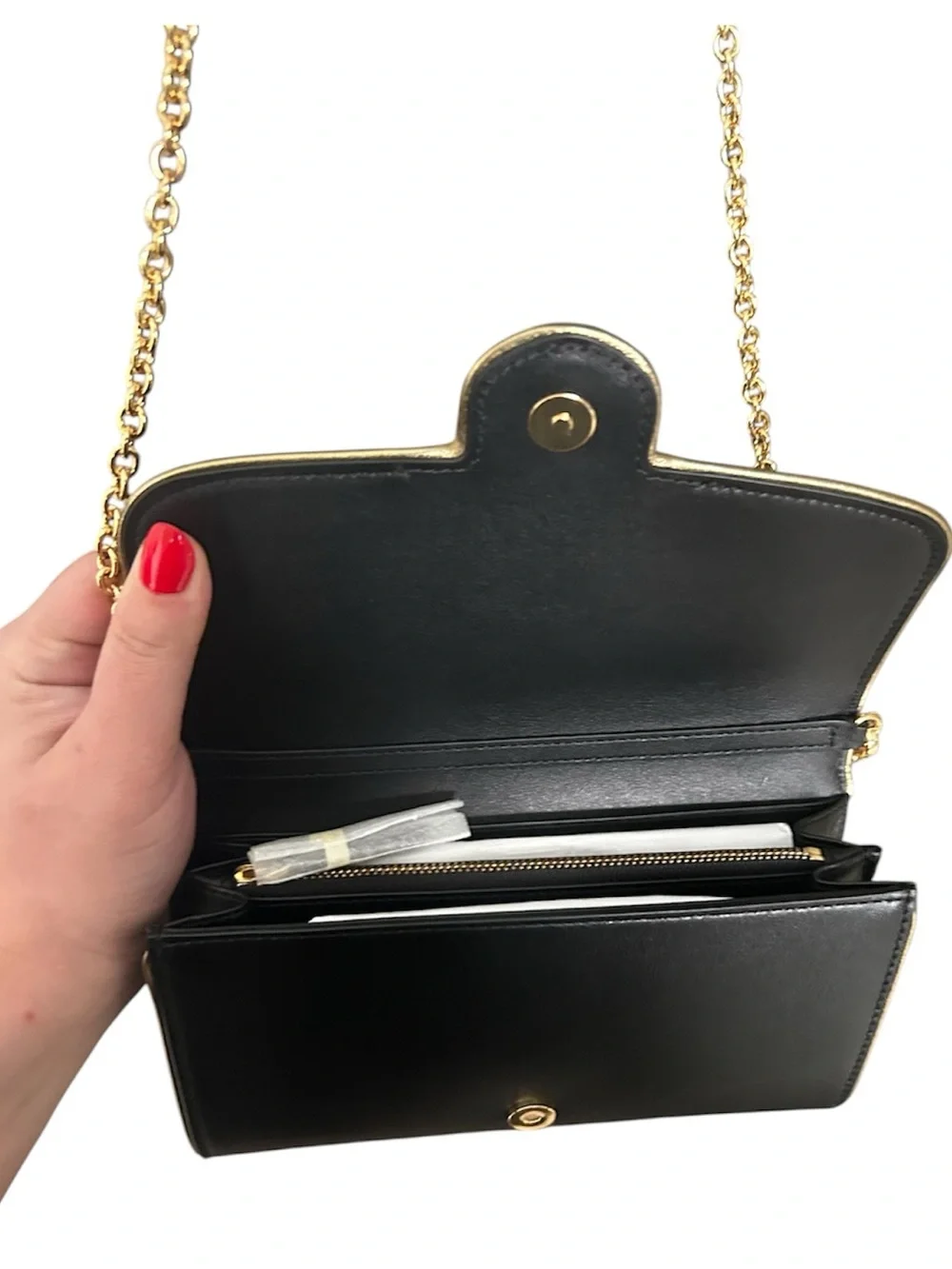 Lauren Ralph Lauren Leather Adair Crossbody Gold Trim